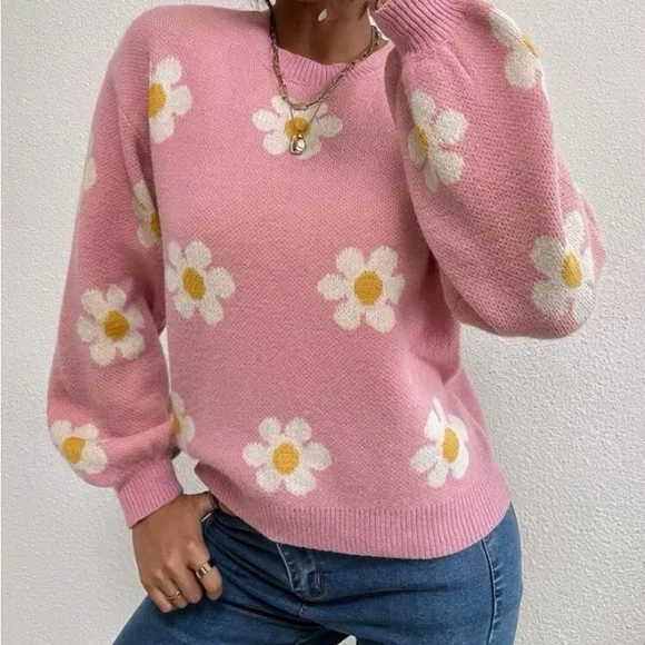 New pink floral pattern sweater - Picture 3 of 7